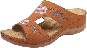 Ladmiple Sandals Women 2023 Fashion Floral Orthopedic Flip Flops with Arch Support Slippers Roman Casual Open Toe Shoes