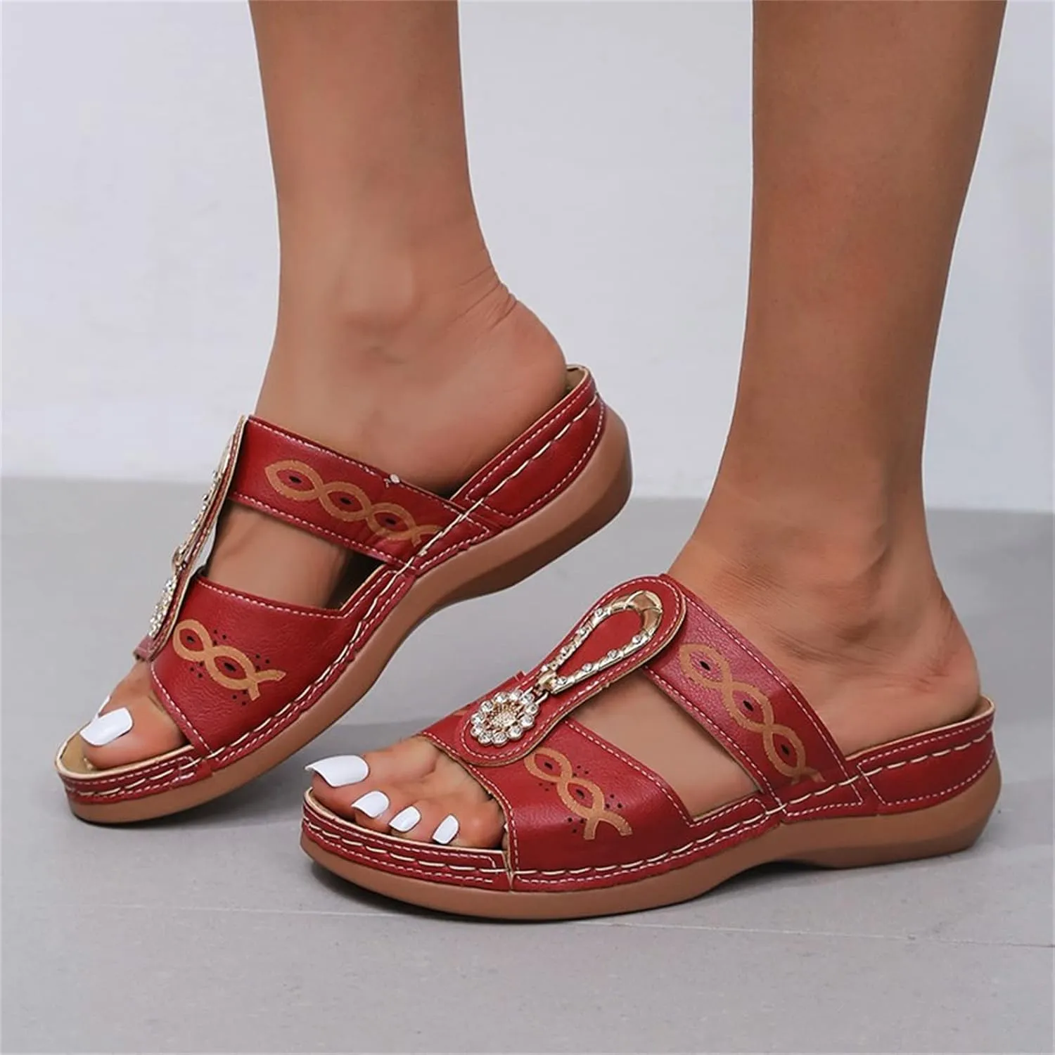 Ladmiple Sandals Women Beach Cute Comfortable Walking Orthopedic Flip Flops Dressy Summer Orthotic Slides with Arch Support