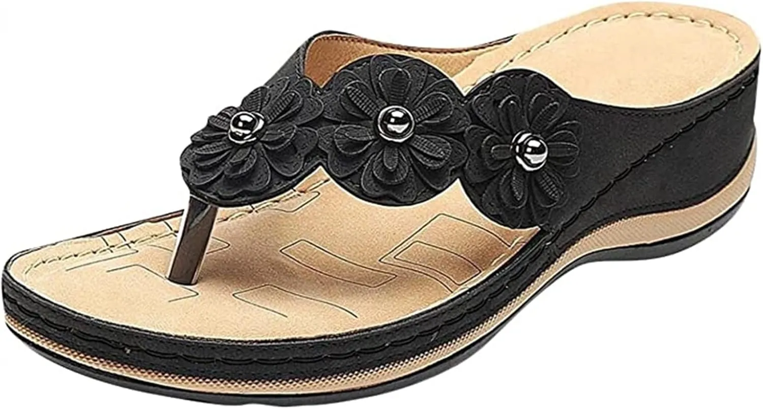 Ladmiple Sandals Women Comfortable Cute Wedge Fashion Orthotic Slides Arch Support Slip On Orthopedic Flip Flops Slippers