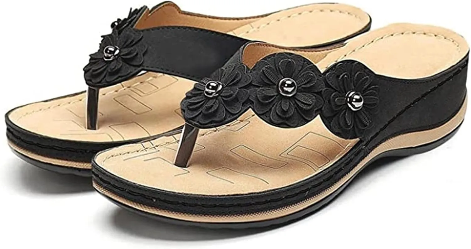 Ladmiple Sandals Women Comfortable Cute Wedge Fashion Orthotic Slides Arch Support Slip On Orthopedic Flip Flops Slippers