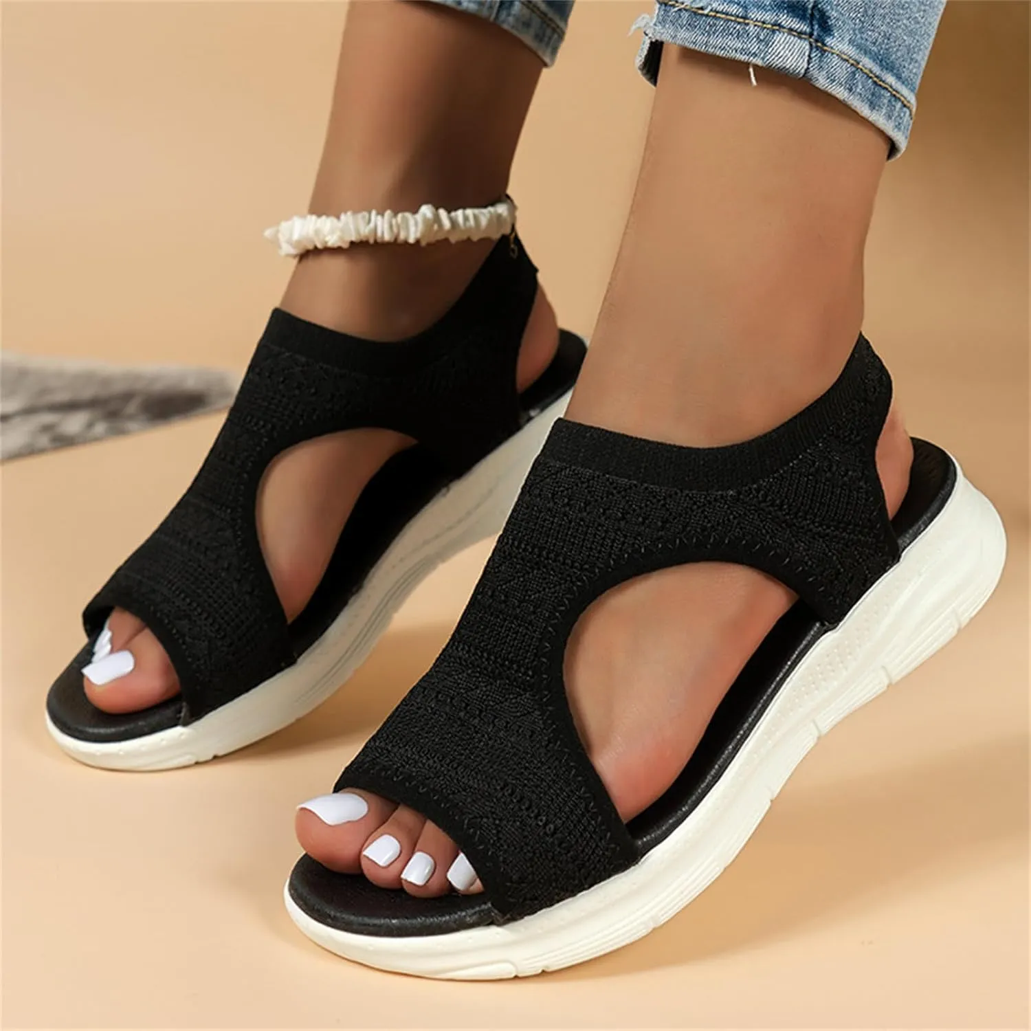 Ladmiple Sandals Women Comfortable Walking Orthopedic Sandals Dressy Slip On Orthotic Flip Flops Casual Summer Beach Shoes