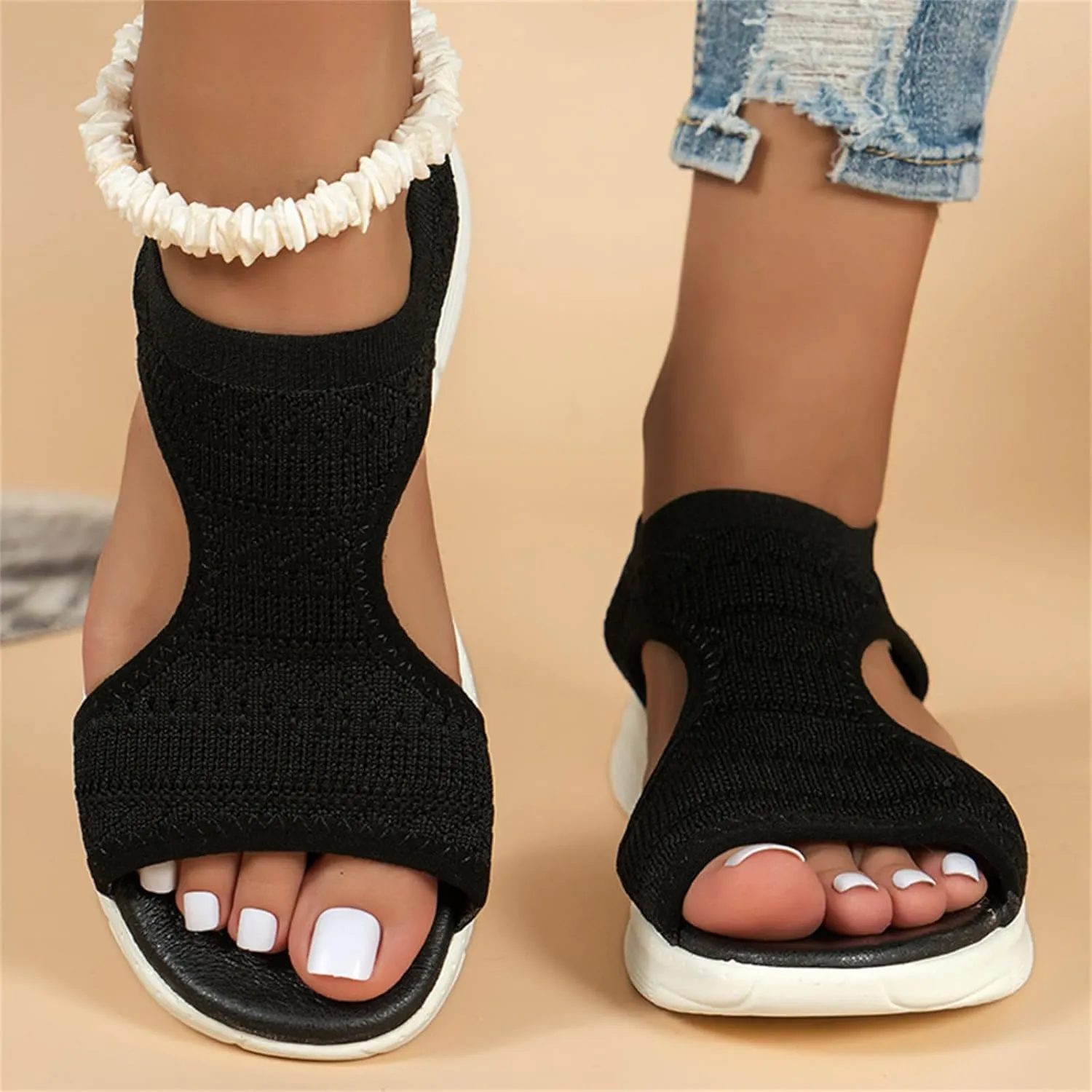 Ladmiple Sandals Women Comfortable Walking Orthopedic Sandals Dressy Slip On Orthotic Flip Flops Casual Summer Beach Shoes