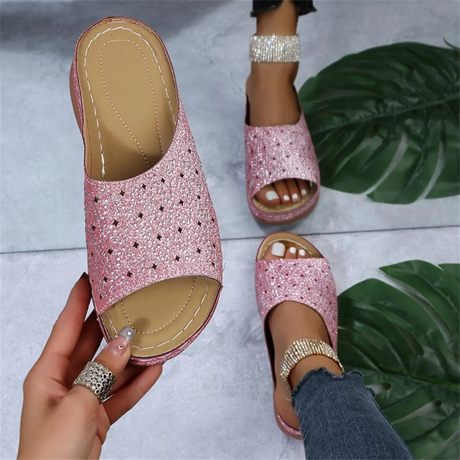 Ladmiple Sandals Women Fashion Dressy Summer Arch Support Orthopedic Slides Plantar Fasciitis Comfort Orthotic Flip Flops