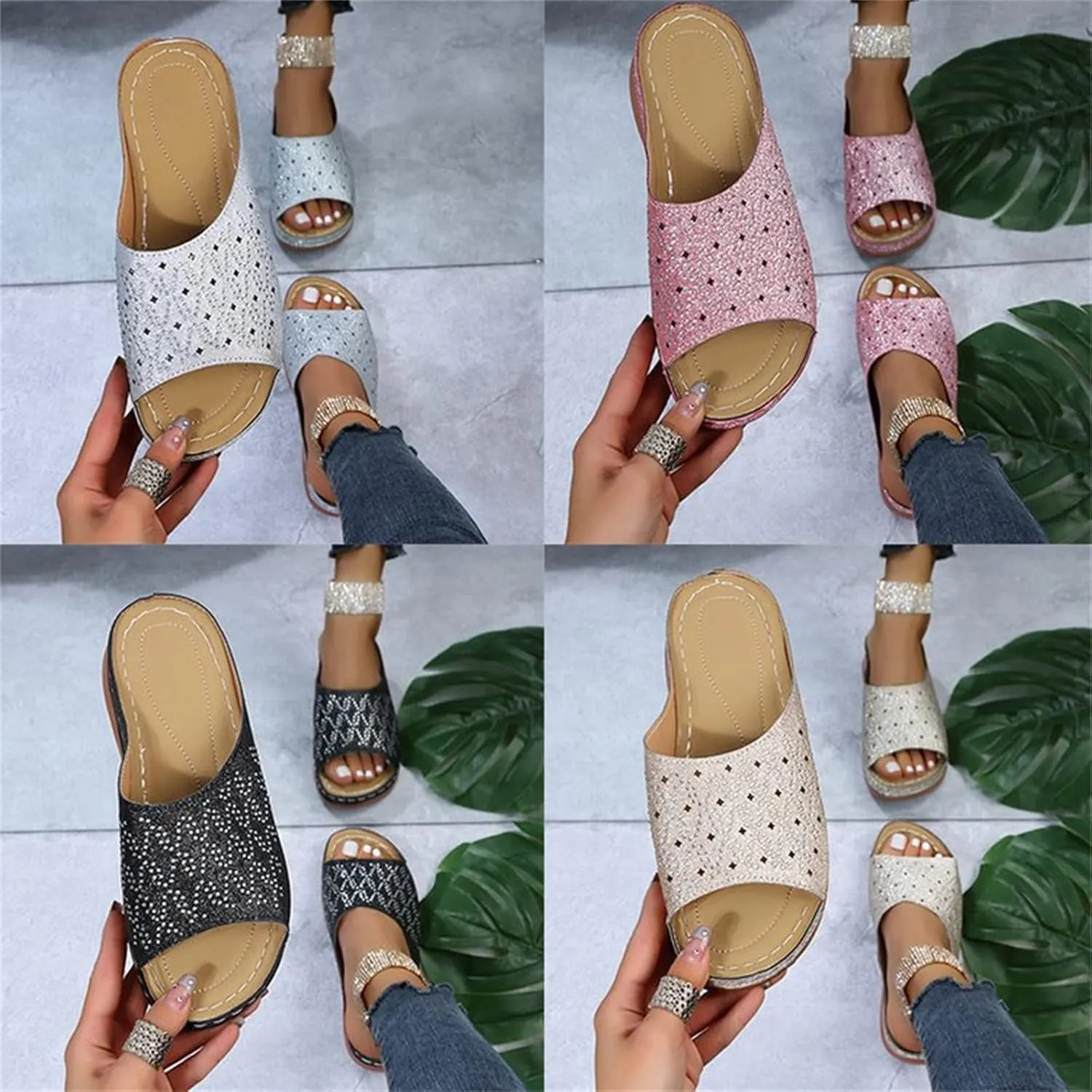 Ladmiple Sandals Women Fashion Dressy Summer Arch Support Orthopedic Slides Plantar Fasciitis Comfort Orthotic Flip Flops