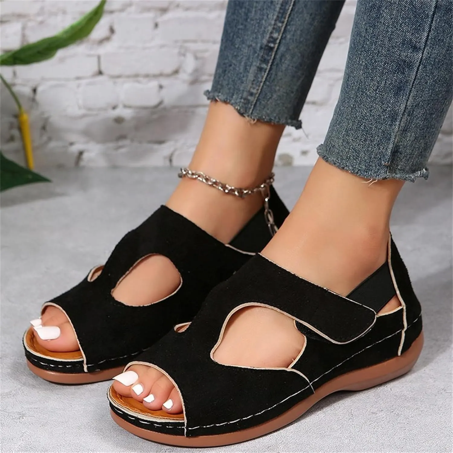 Ladmiple Sandals Women Fashion Flat Orthotic Flip Flops Comfortable Walking Arch Support Dressy Summer Cute Orthopedic Slides