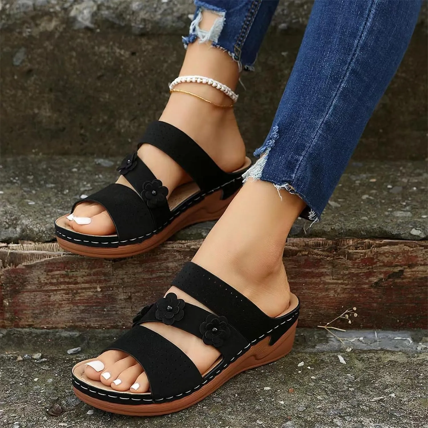 Ladmiple Womens Sandals Comfortable Arch Support Orthopedic Flip Flops Dressy Summer Walking Orthotic Slides Beach Shoes 2024
