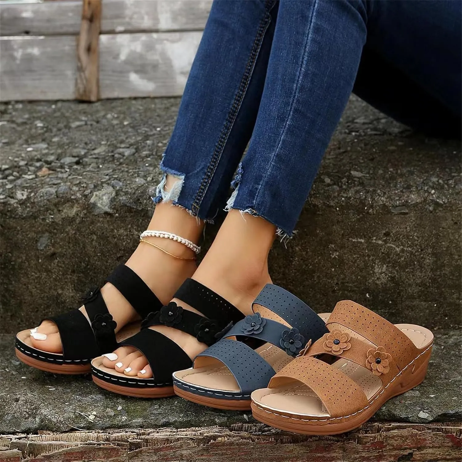 Ladmiple Womens Sandals Comfortable Arch Support Orthopedic Flip Flops Dressy Summer Walking Orthotic Slides Beach Shoes 2024