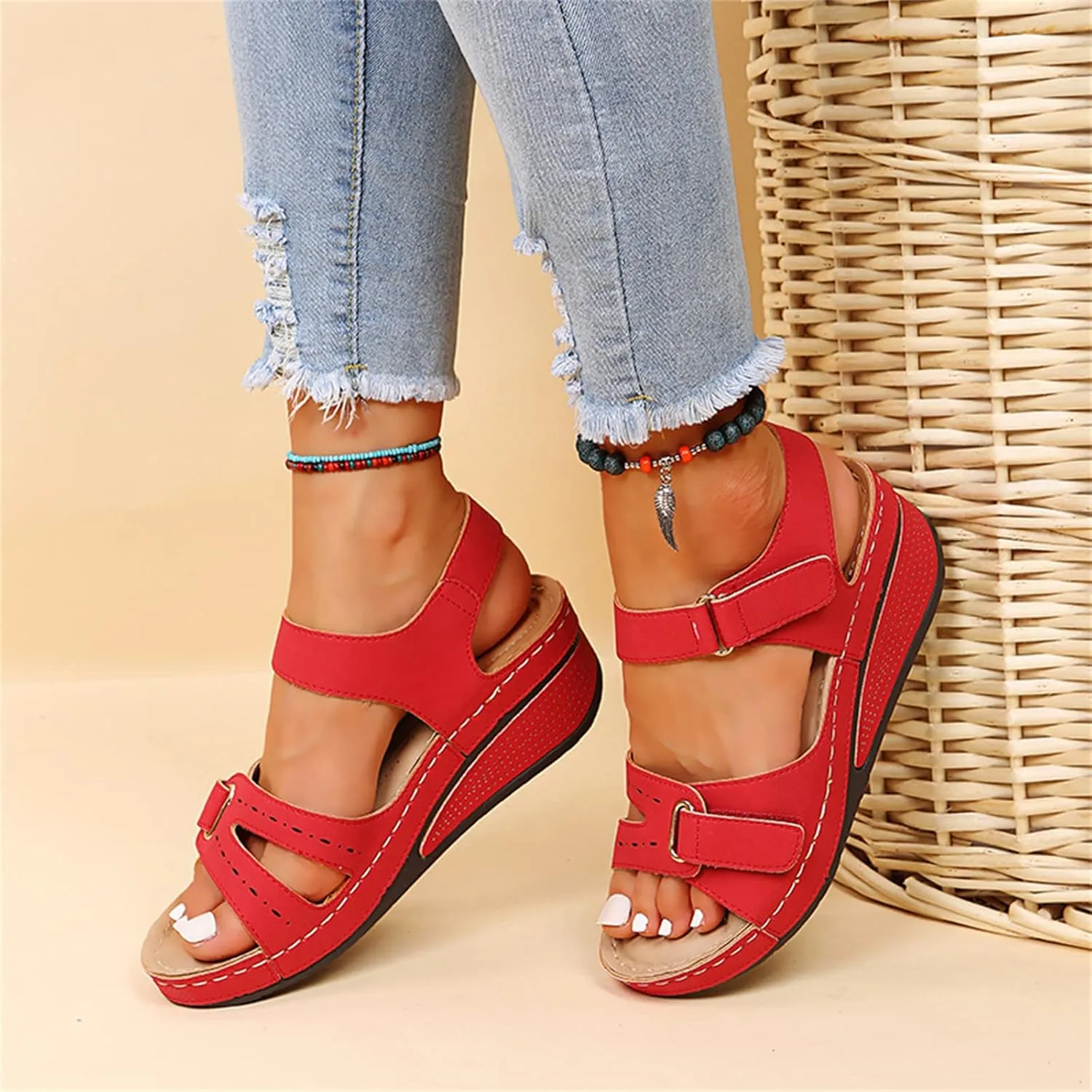 Ladmiple Womens Sandals Dressy Comfortable Summer Flip Flops Arch Support Slipper Beach Roman Open Toe Orthopedic Sandal