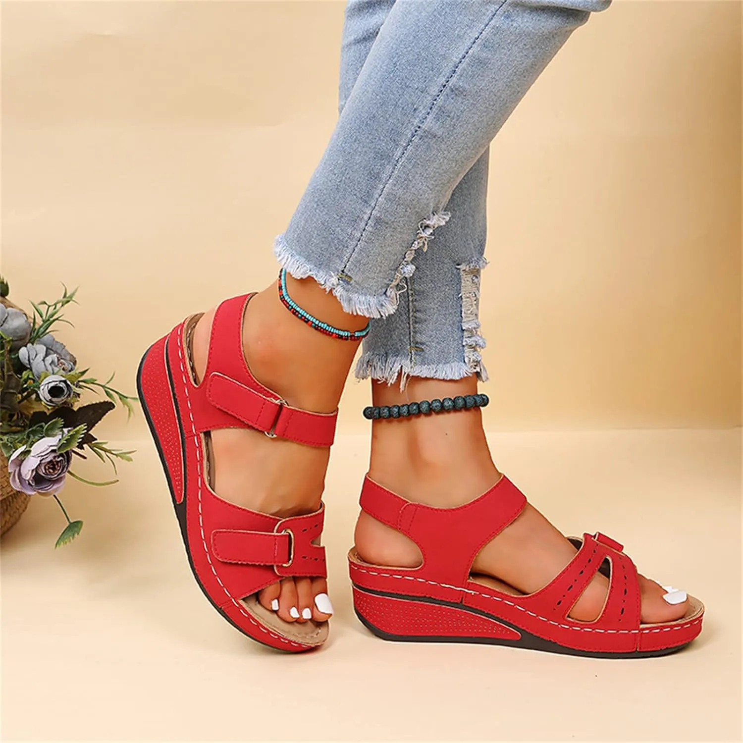Ladmiple Womens Sandals Dressy Comfortable Summer Flip Flops Arch Support Slipper Beach Roman Open Toe Orthopedic Sandal