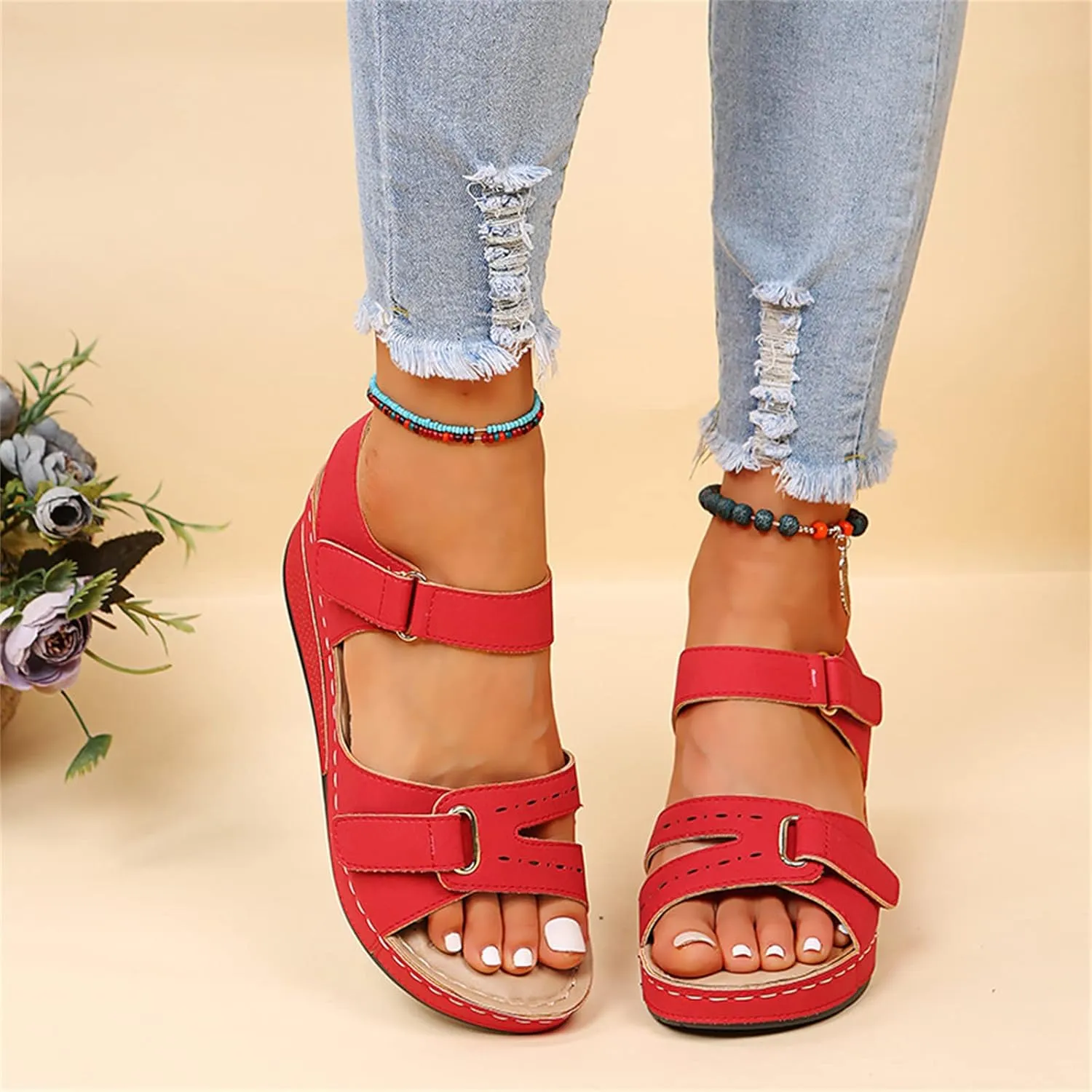 Ladmiple Womens Sandals Dressy Comfortable Summer Flip Flops Arch Support Slipper Beach Roman Open Toe Orthopedic Sandal