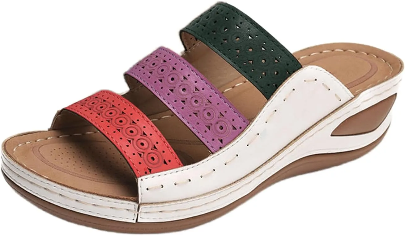 Ladmiple Womens Sandals With Arch Support Walking Fashion Orthotic Slides Lightweight Athletic Slip On Orthopedic Slippers