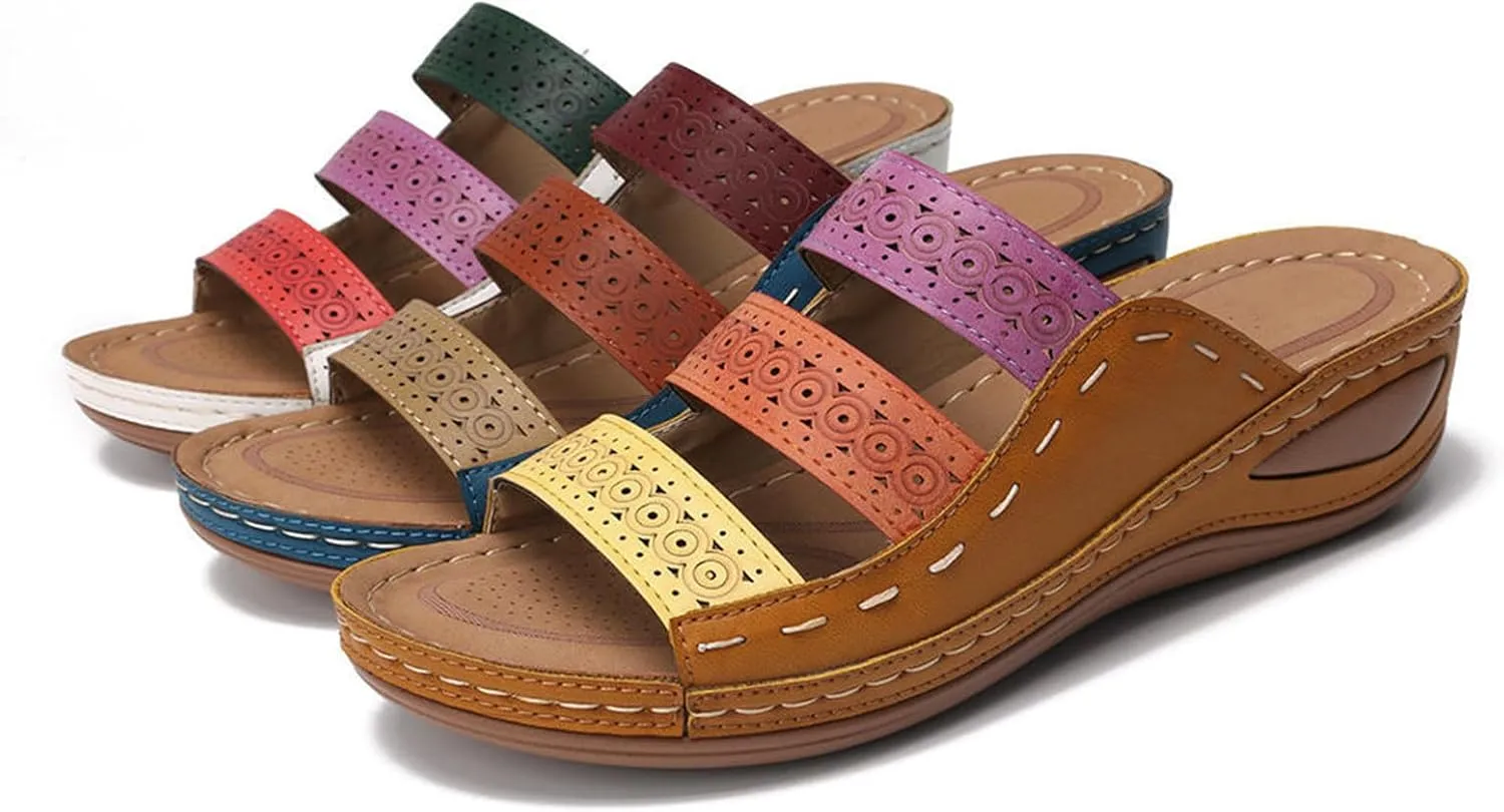 Ladmiple Womens Sandals With Arch Support Walking Fashion Orthotic Slides Lightweight Athletic Slip On Orthopedic Slippers