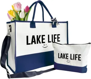 Lake Life Tote Bag Gifts, Lake House Gifts, Canvas Tote Bag for Women, Cosmetic Bag, Lake Day Bag, Travel Canvas Tote Bag Gifts, Canvas Tote Bag With Zipper, Mothers Day Christmas Gift A61