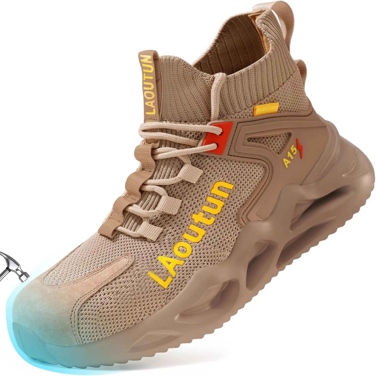 LAoutun Steel Toe Shoes for Men Women Work Shoes Safety Sneakers Shoes Comfortable Lightweight Puncture Proof Slip on Indestructible Work Shoes