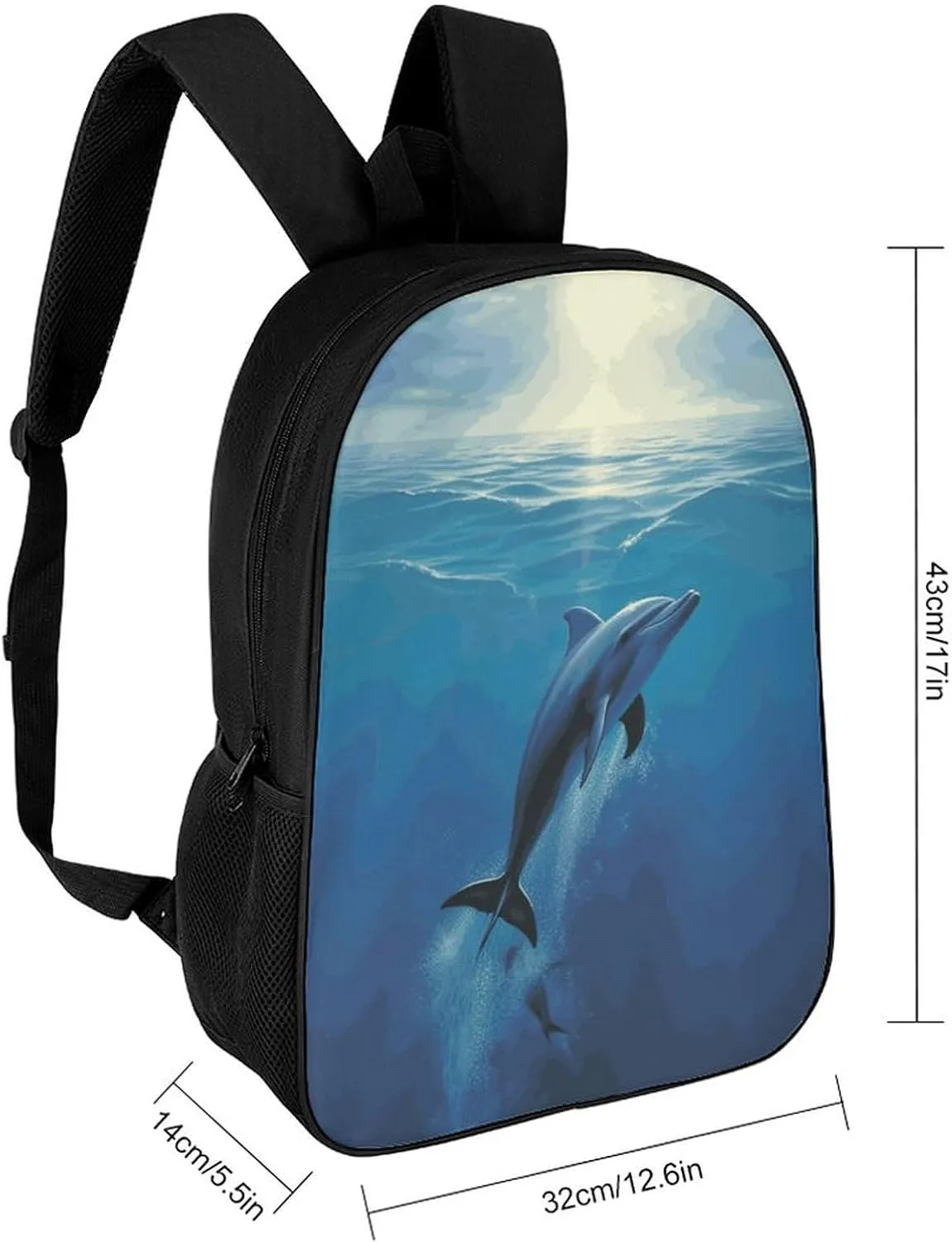 Laptop Backpack Casual Daypack Waterproof Dolphin in The Ocean Computer Bag Business Work Bag for Travel, 17inch