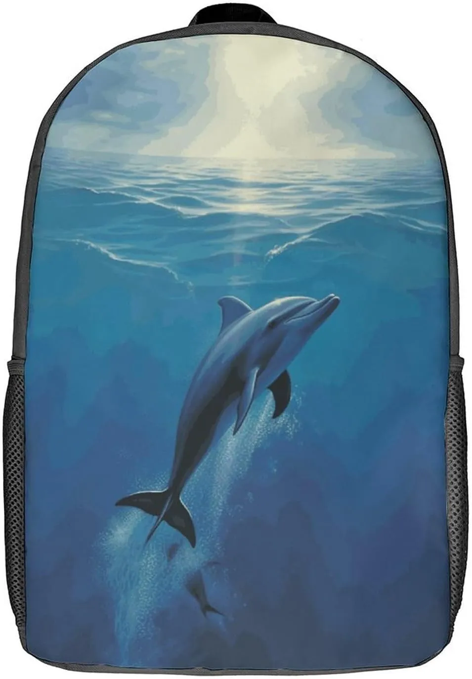 Laptop Backpack Casual Daypack Waterproof Dolphin in The Ocean Computer Bag Business Work Bag for Travel, 17inch