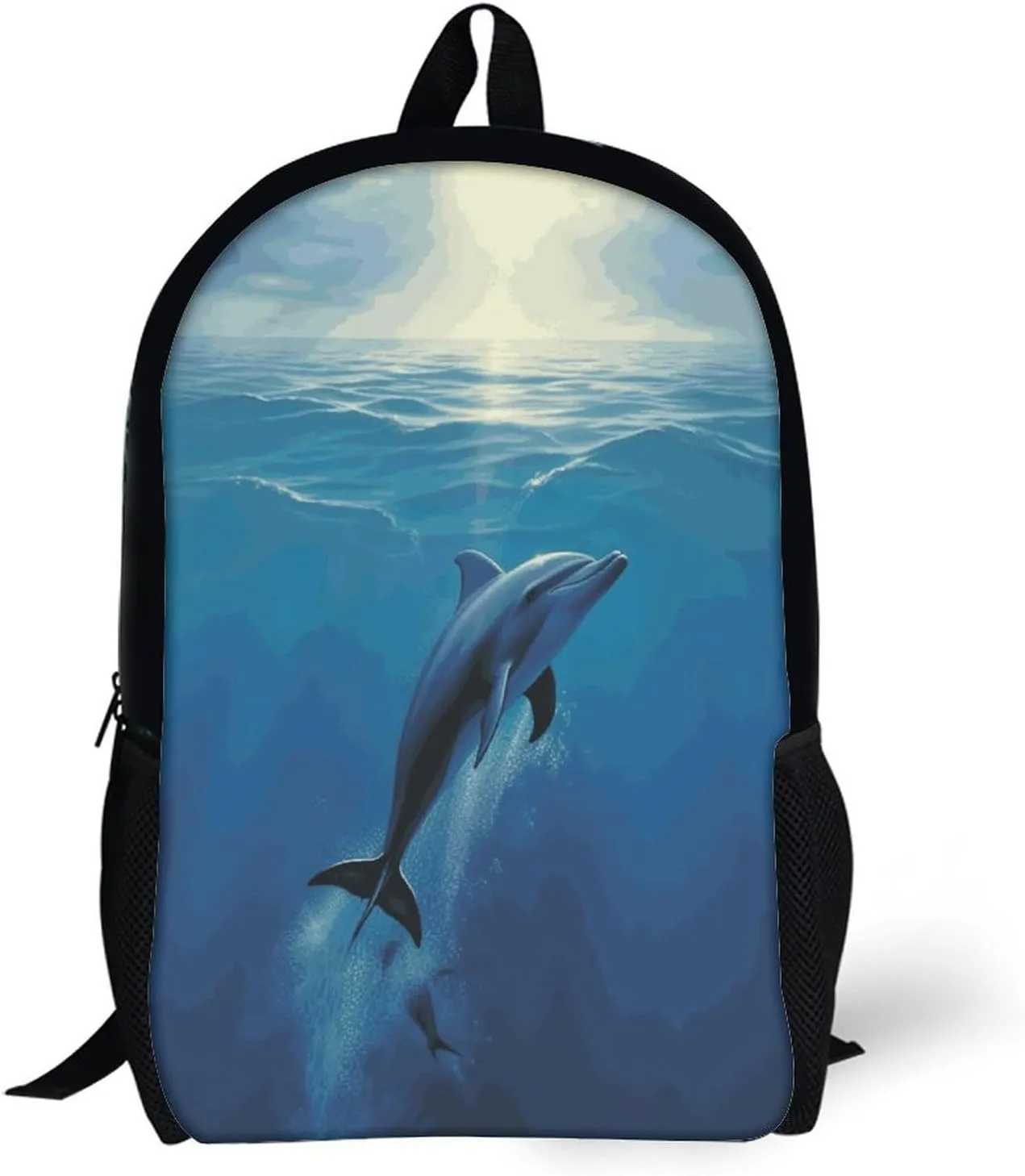 Laptop Backpack Casual Daypack Waterproof Dolphin in The Ocean Computer Bag Business Work Bag for Travel, 17inch