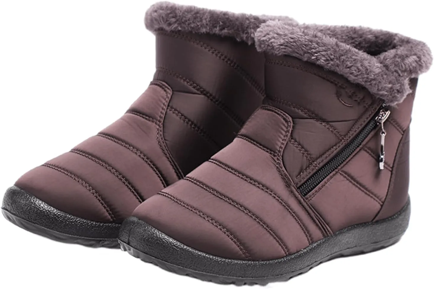 Lausiuoe Snow Boots For Women Waterproof Insulated Non Slip Winter Fur Lining Comfortable Outdoor Ankle Booties Shoes