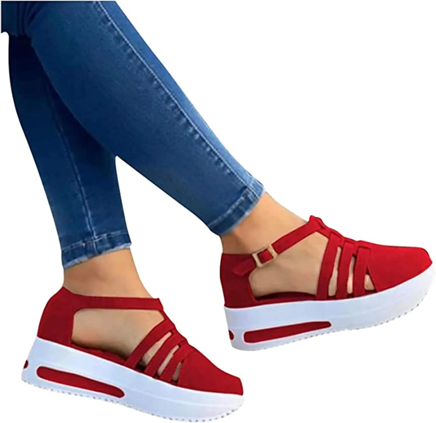 Lausiuoe Wedge Sandals For Women Wide Width Dressy Platform Ankle Strap Summer Shoes Casual Flatform Walking Shoes