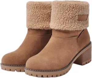 Lausiuoe Winter Boots For Women Fashion Wide Calf Snow Boots Fur Lined Warm Fuzzy booties Casual Outdoor Comfortable Shoes 2022