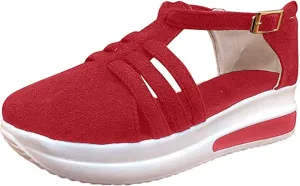 Lausiuoe Womens Sandals Dressy Comfortable Ankle Strap Casual Flatform Platform Wedge Sandals Summer Beach Walking Shoes