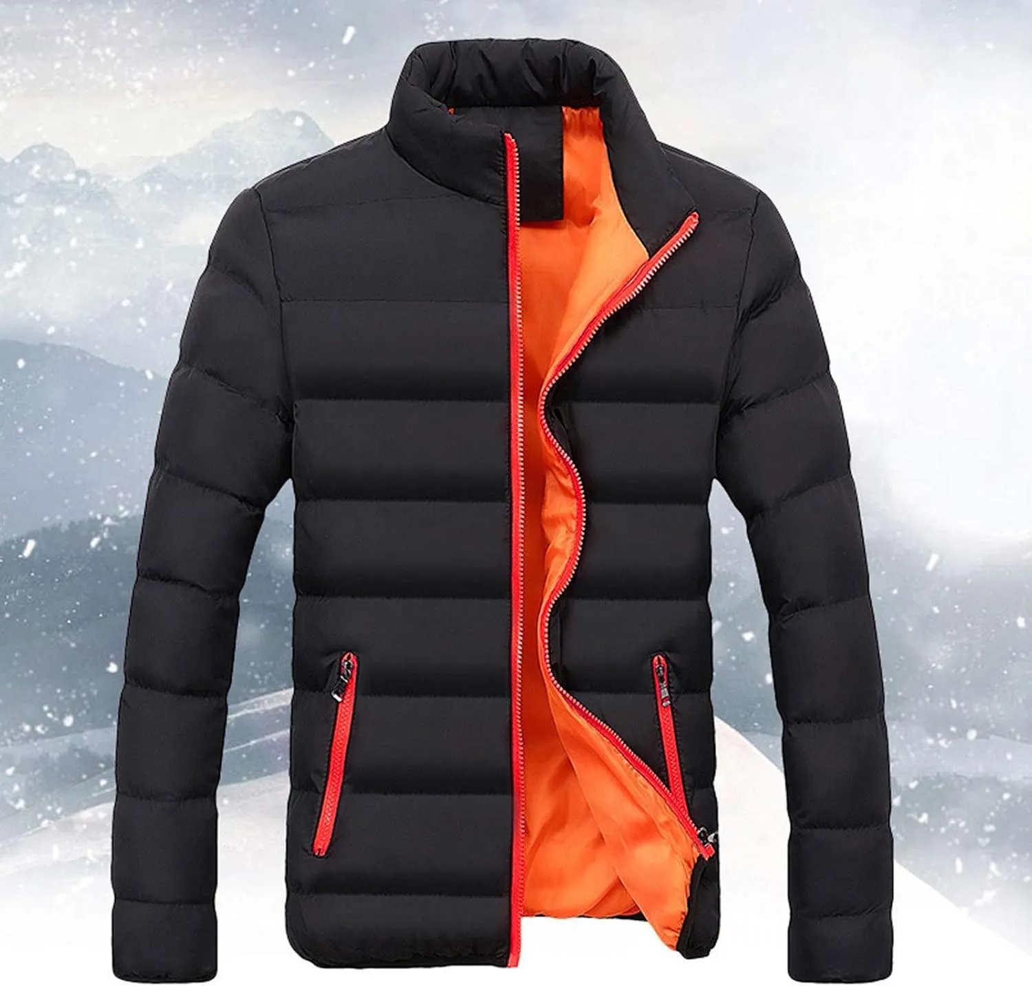 LCMTWX Coats for Men and Winter Jacket Coat Leisure Plus Size Hat Zip Pocket Cotton-Padded Warm Men's Thicken Warm Winter