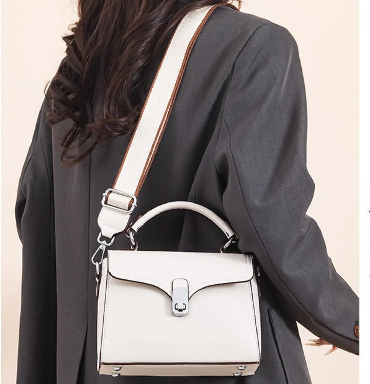 Leather Top Handle Handbag for Women, Small Flap Shoulder Bags Vintage Satchels Fashion Crossbody Clutch Purse