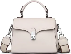 Leather Top Handle Handbag for Women, Small Flap Shoulder Bags Vintage Satchels Fashion Crossbody Clutch Purse