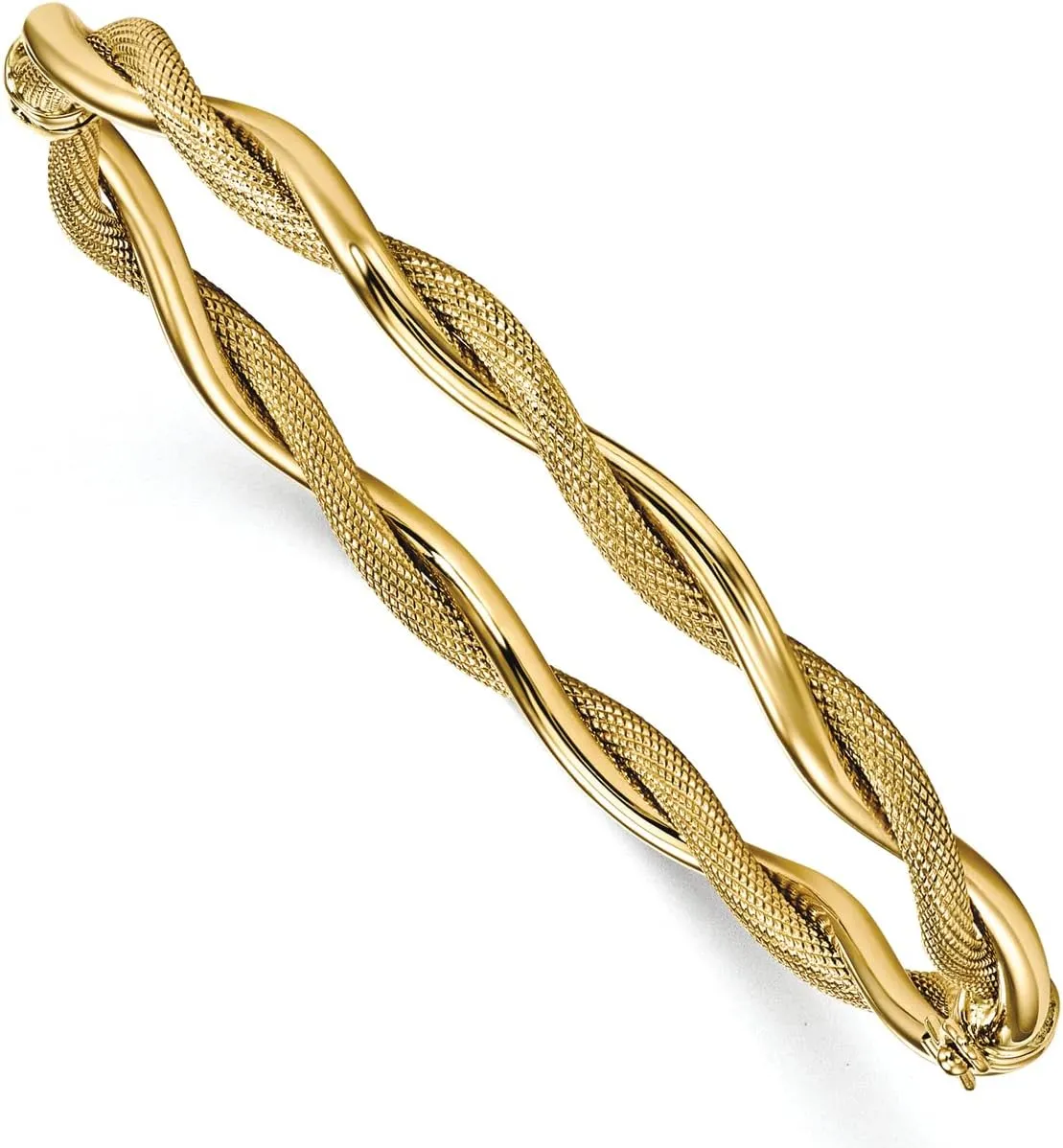 Lex & Lu 14k Yellow Gold Polished & Textured Twist Bangle