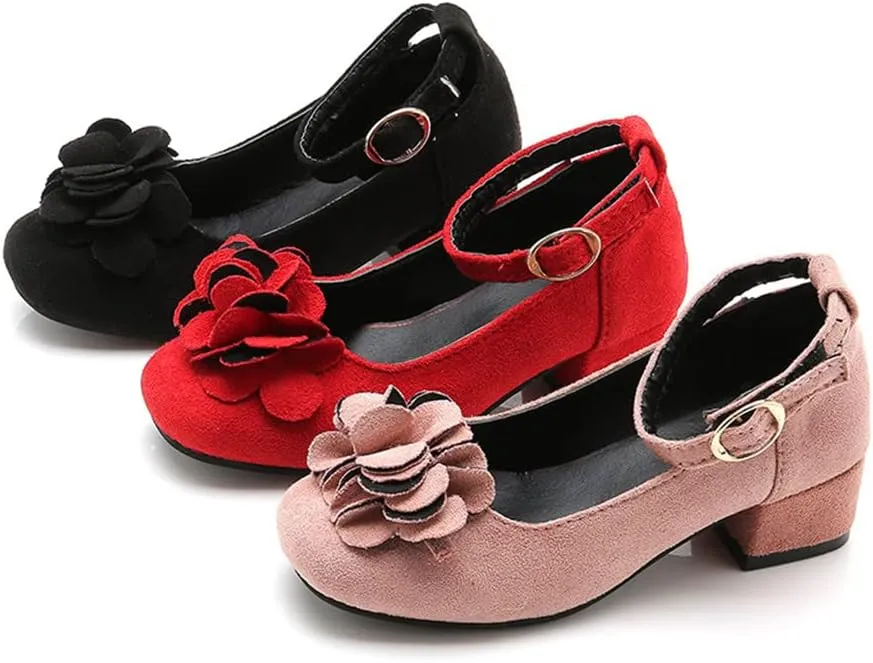 Little Girls Mary Jane Shoes Low Heel Princess Flower Wedding Party Dress Pump Sandals Shoes for Kids