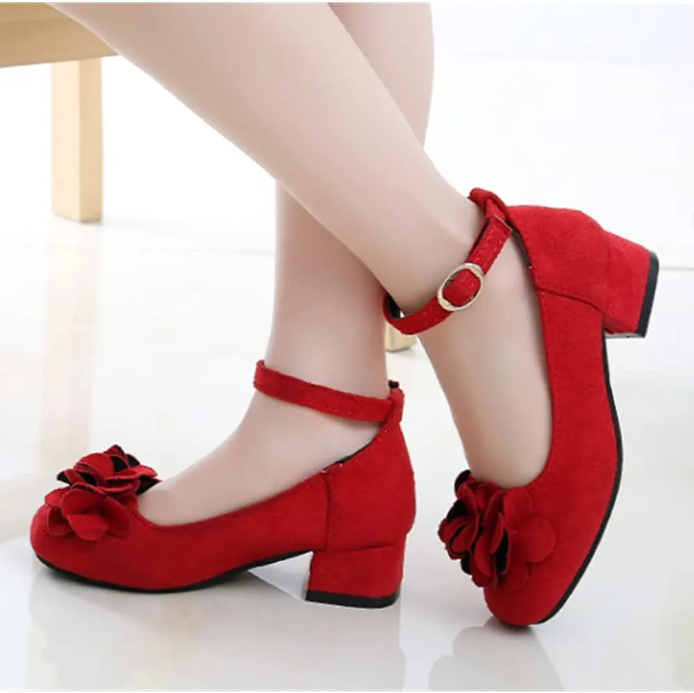 Little Girls Mary Jane Shoes Low Heel Princess Flower Wedding Party Dress Pump Sandals Shoes for Kids