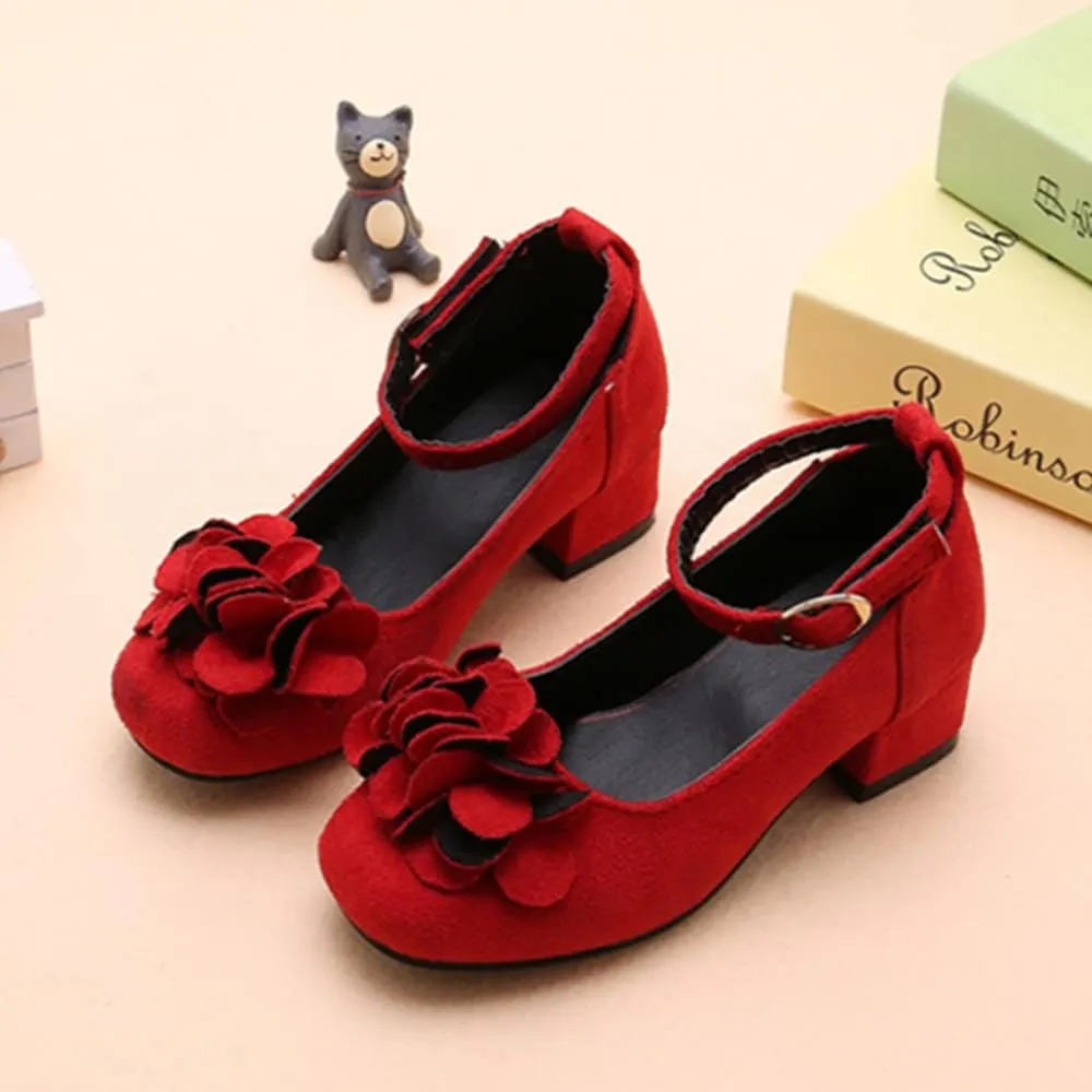 Little Girls Mary Jane Shoes Low Heel Princess Flower Wedding Party Dress Pump Sandals Shoes for Kids