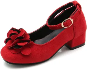 Little Girls Mary Jane Shoes Low Heel Princess Flower Wedding Party Dress Pump Sandals Shoes for Kids