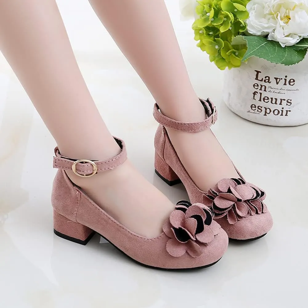 Little Girls Mary Jane Shoes Low Heel Princess Flower Wedding Party Dress Pump Sandals Shoes for Kids