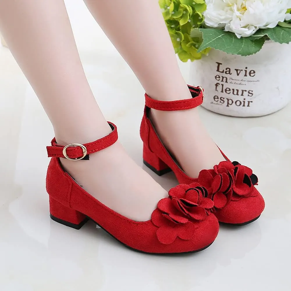 Little Girls Mary Jane Shoes Low Heel Princess Flower Wedding Party Dress Pump Sandals Shoes for Kids