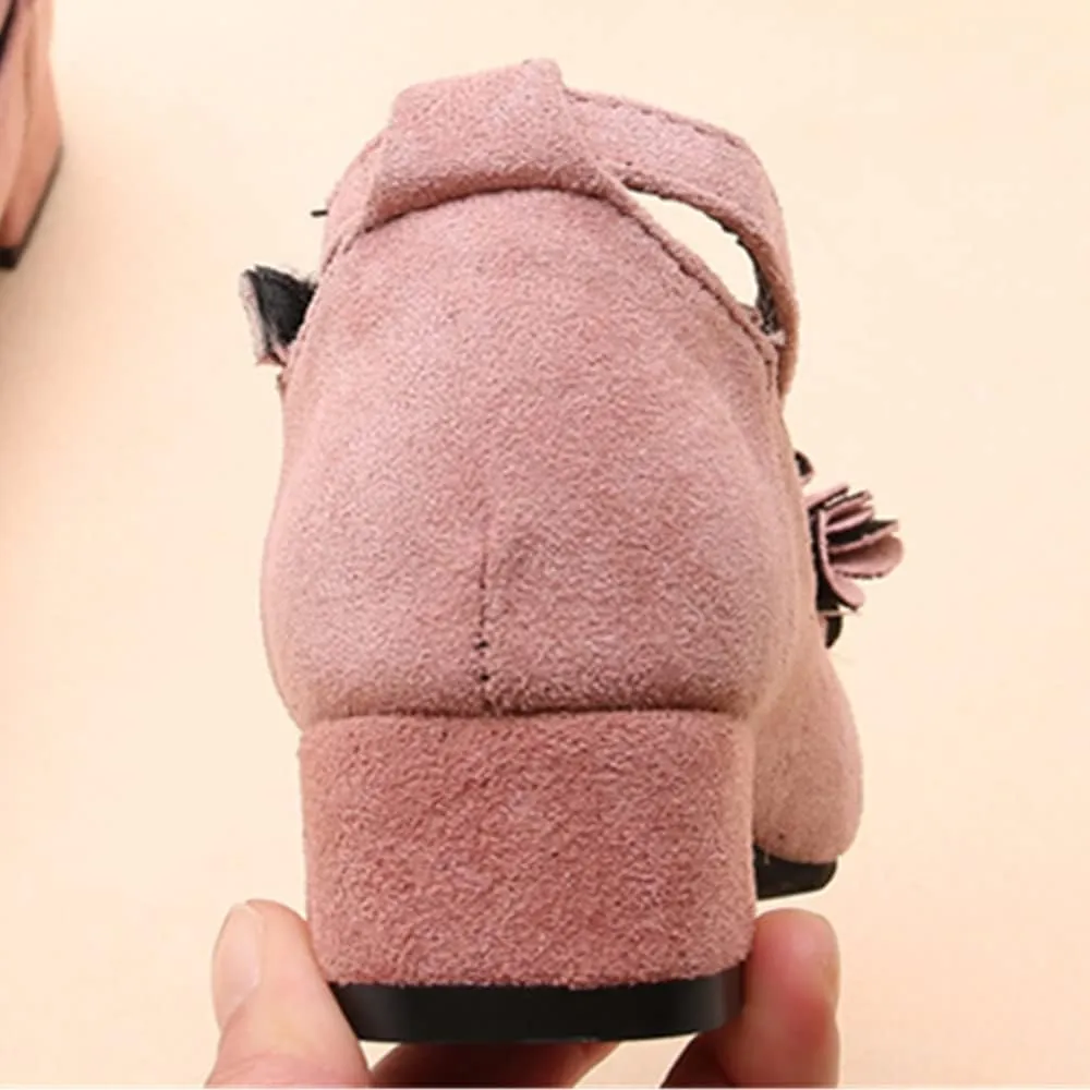 Little Girls Mary Jane Shoes Low Heel Princess Flower Wedding Party Dress Pump Sandals Shoes for Kids