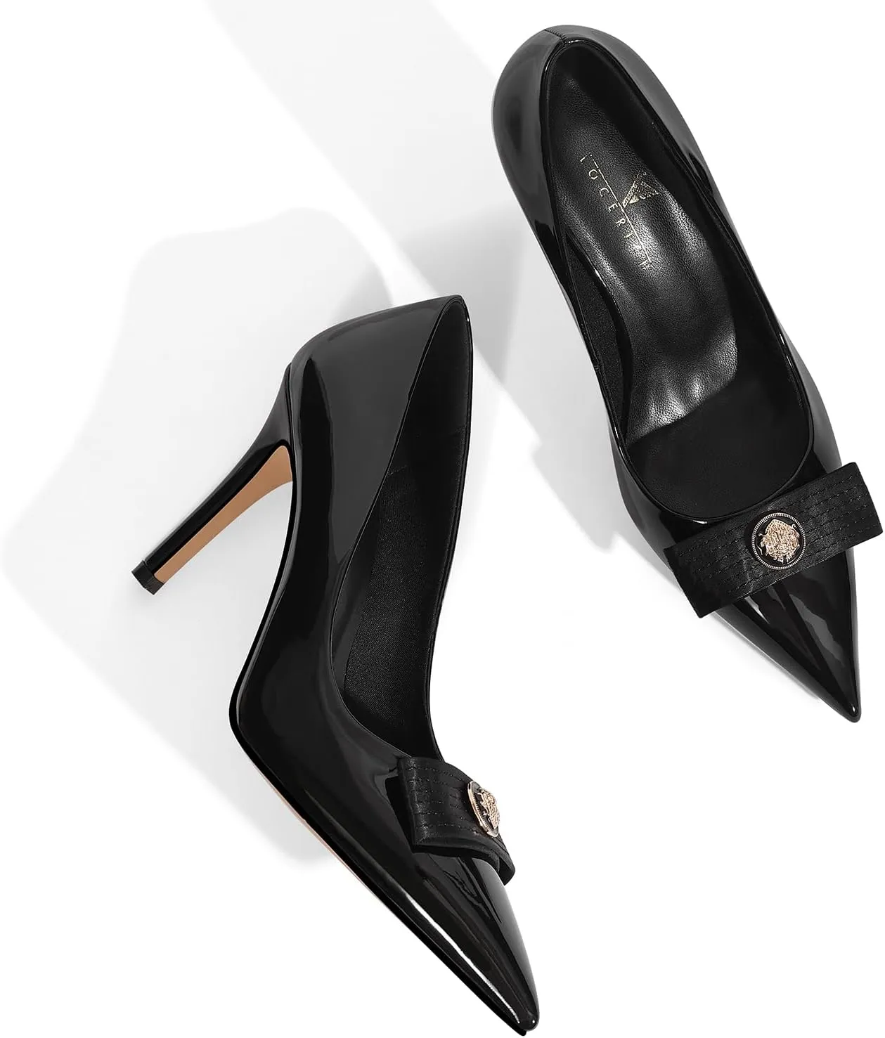 LOCERICH Women's High Heels Pumps Closed Toe Bow Heels Pointed Toe Stiletto Dress Shoes for Women Party Work Wedding Shoes for Bride