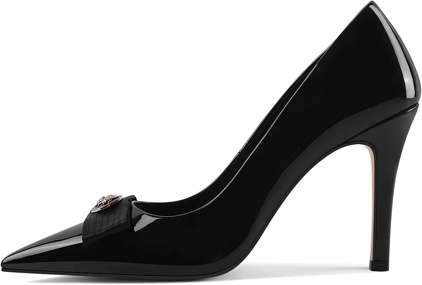 LOCERICH Women's High Heels Pumps Closed Toe Bow Heels Pointed Toe Stiletto Dress Shoes for Women Party Work Wedding Shoes for Bride