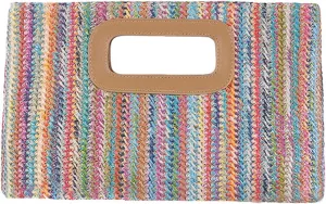 Long Keeper Straw Clutch Handbags Top Handle Clutch Evening Bags Woven Summer Beach Purse Crossbody Shoulder Bag with Chain