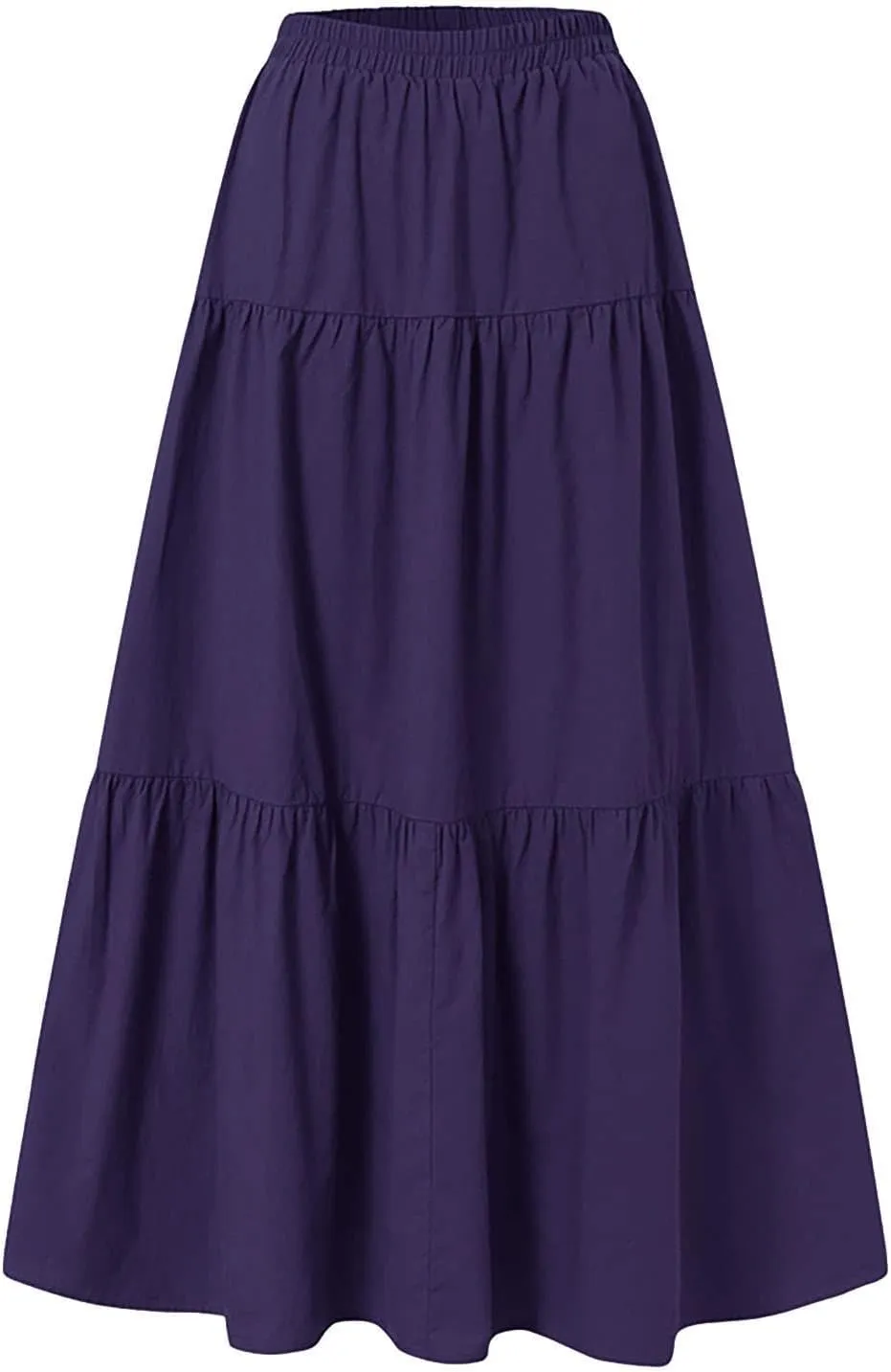 Long Skirts for Women Maxi Skirt Drawstring High Waisted Summer Long Skirts Lightweight Tiered Flowy Pleated Skirts