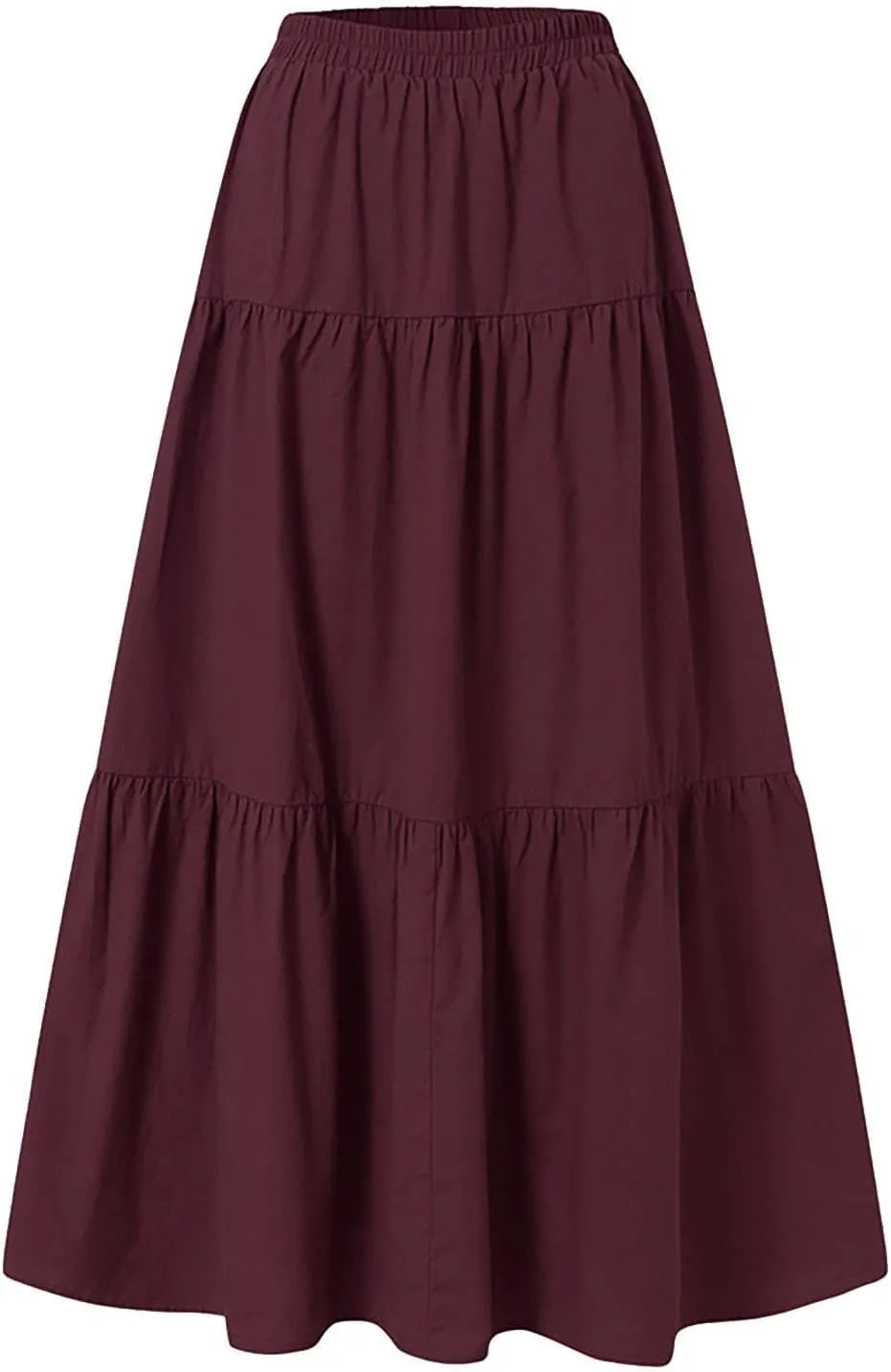 Long Skirts for Women Maxi Skirt Drawstring High Waisted Summer Long Skirts Lightweight Tiered Flowy Pleated Skirts