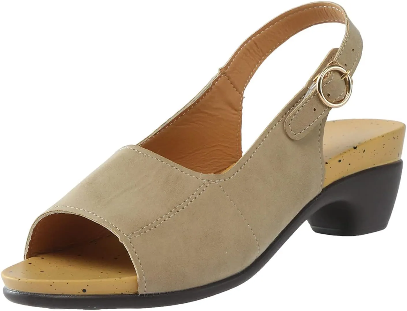Low Chunky Heel Sandals for Women Open Toe Slingback Buckle Strap Sandals, Summer Comfortable Elegant Low Heels Anti-Slip Casual Breathable Walking Shoes