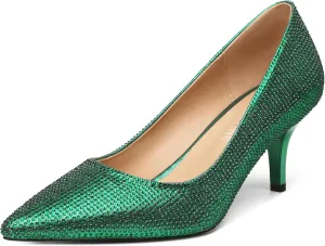 Low Heels Pumps for Women Pointed Closed Toe Wide Width Kitten Short Heels Comfortable Casual Work Business Office Wedding Dressy Shoes 2.3 Inch