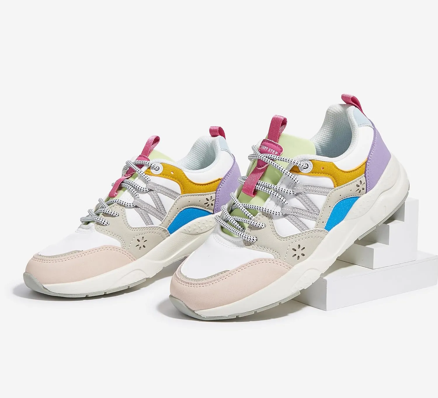 LUCKY STEP Women's Platform Fashion Sneakers Classic Casual Walking Shoes Running Trendy Travel Tennis Colorful Footwear