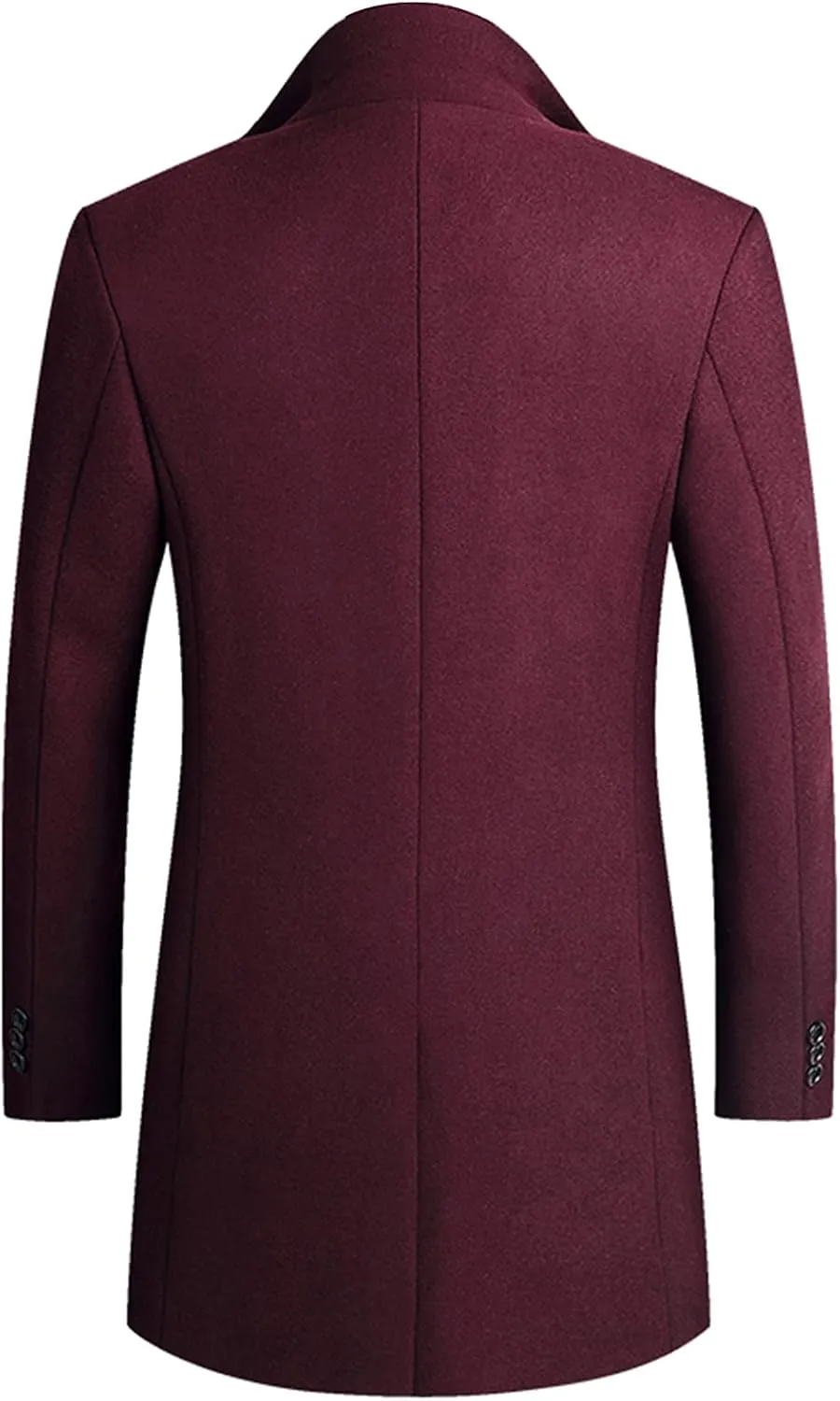 Lu's Chic Men's Single Breasted Trench Coat Button Down Overcoat Warm Dress Pea Coats
