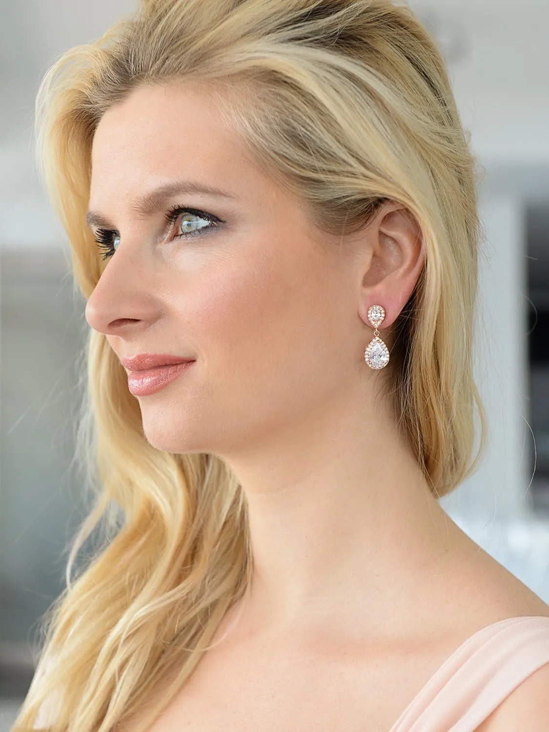 Mariell Cubic Zirconia Crystal Teardrop Dangle Bridal and Wedding Earrings, CZ Jewelry for Brides, Bridesmaids, Homecoming, Prom and Dressy Everyday Wear