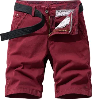 Men Casual Lightweight Cotton Shorts Solid Flat Front Summer Beach Shorts Slim Fit Chino Short Pants No Belt