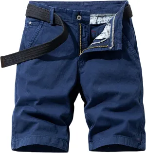 Men Casual Lightweight Cotton Shorts Solid Flat Front Summer Beach Shorts Slim Fit Chino Short Pants No Belt