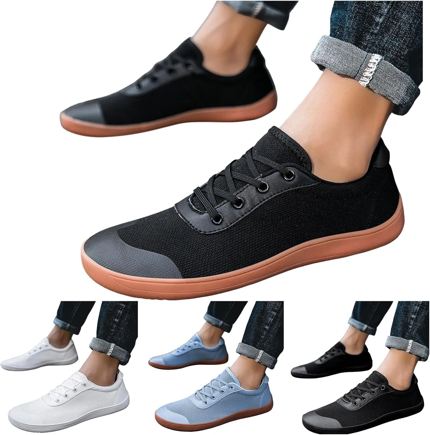 Men Slip on Walking Shoes Comfy Knitted Memory Foam Breathable Fashion Sneakers Non Slip Arch Support Vacation Training Gym Shoes Wide Width