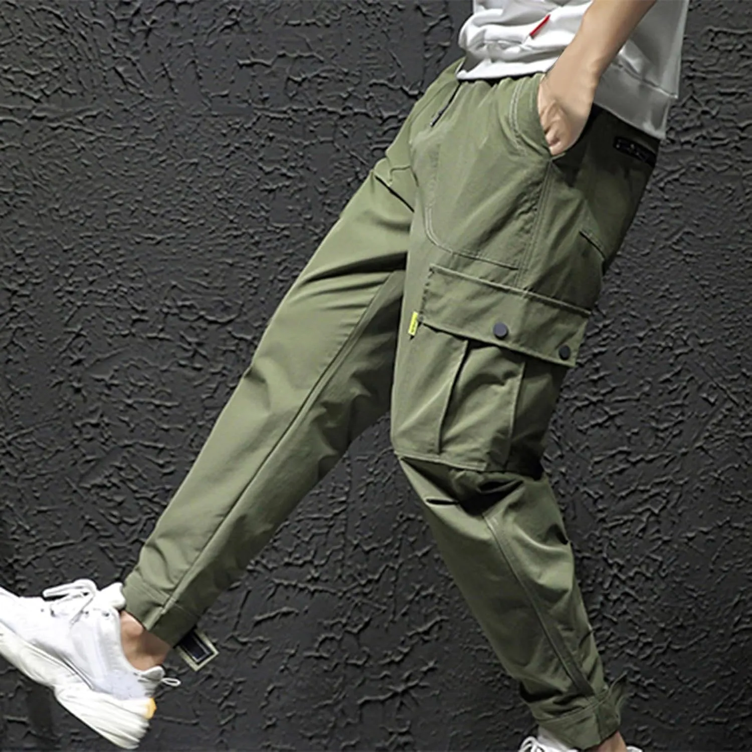Men Trail Hiking Pants Drawstring Cargo Pants Trekking Pants Ripstop Tactical Pants Plus Size Commuter Pants